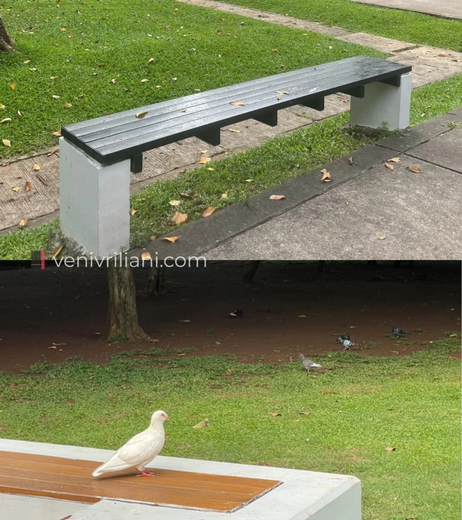 Fasilitas tempat duduk untuk pengunjung taman lapangan banteng